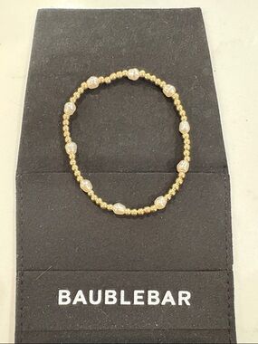 BaubleBar Gold and Pearl Beaded Stretch Bracelet